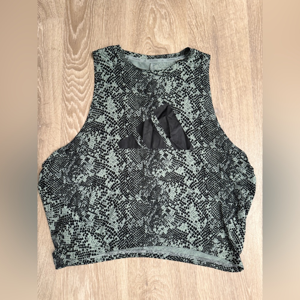 adidas Black and Gray Patterned Muscle Tee